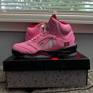 Awake NY Jordan Pink and Gray High-Top Sneakers Size 10.5